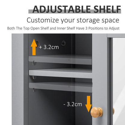 Bathroom Wall Mirror Cabinet, Cupboard with Door, Storage Cabinet with Adjustable Shelf for Corridors Living Rooms, Grey
