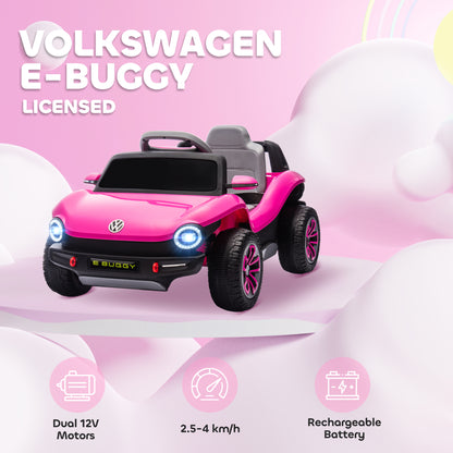 Volkswagen Licensed Kids Electric Car with Remote Control for Ages 3-6 Years, Pink