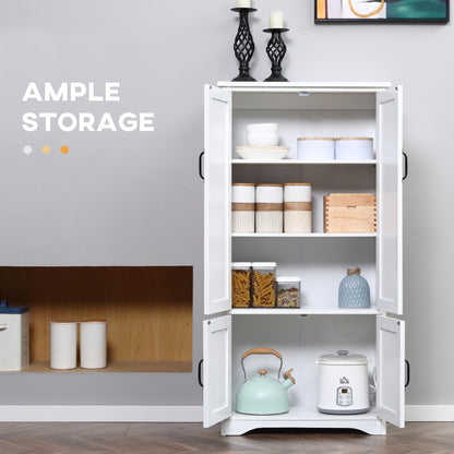 Accent Floor Storage Cabinet, Kitchen Cupboard Sideboard with Adjustable Shelves and 2 Lower Doors, White
