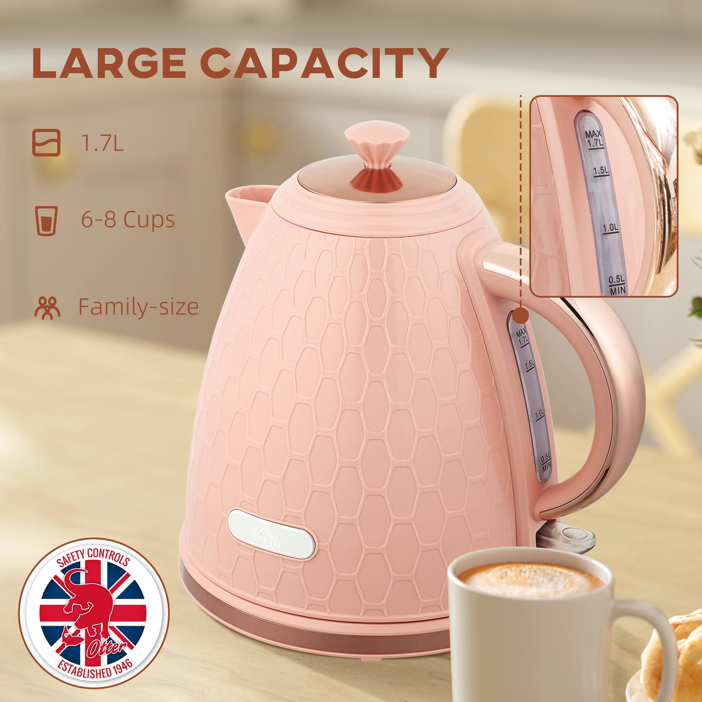 3kW Rapid Boil Honeycomb Kettle - Light Pink
