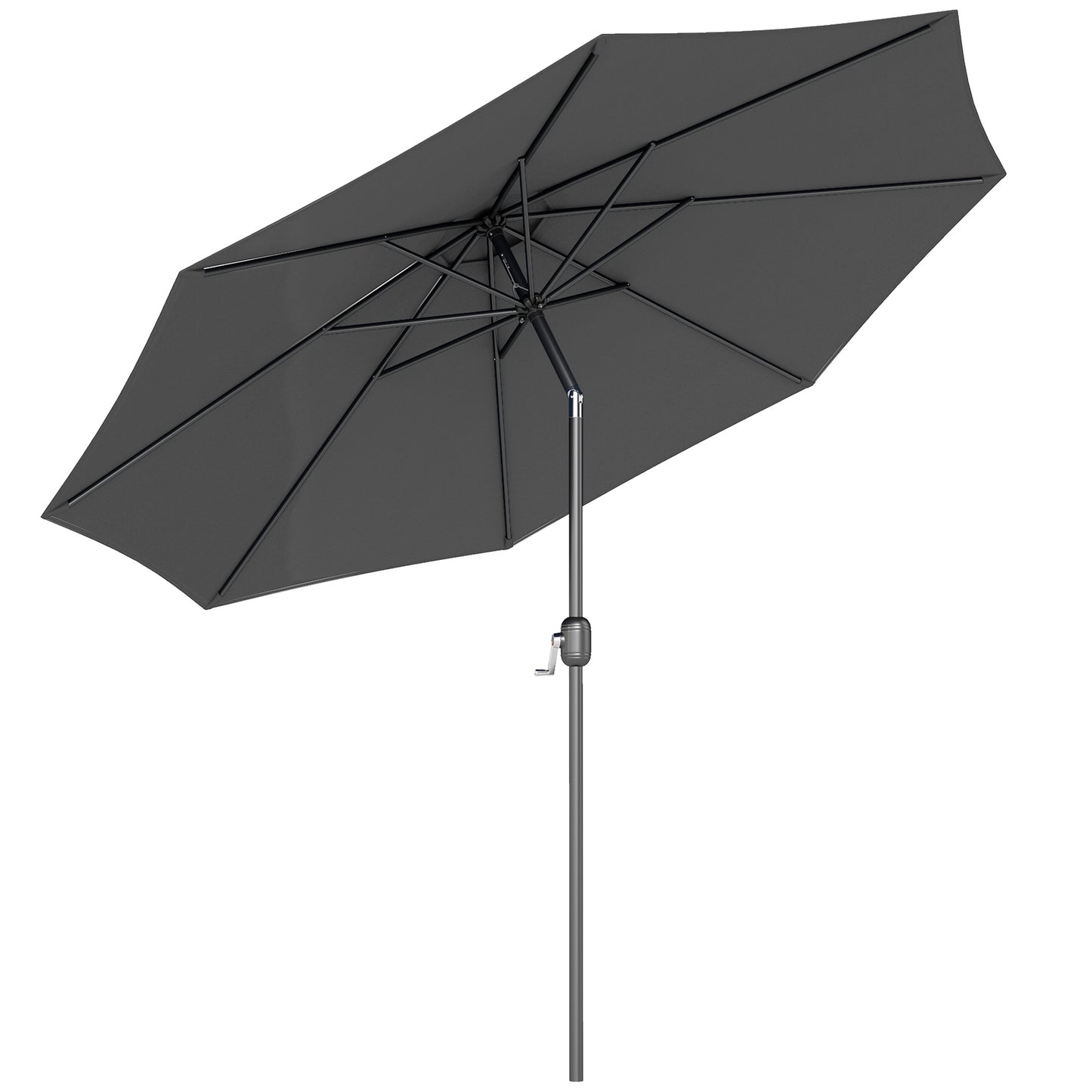 3(m) Tilting Parasol Garden Umbrellas, Outdoor Sun Shade with 8 Ribs, Tilt and Crank Handle for Balcony, Bench, Garden