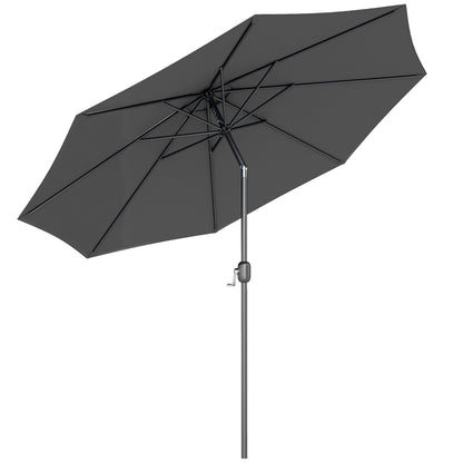 3(m) Tilting Parasol Garden Umbrellas, Outdoor Sun Shade with 8 Ribs, Tilt and Crank Handle for Balcony, Bench, Garden