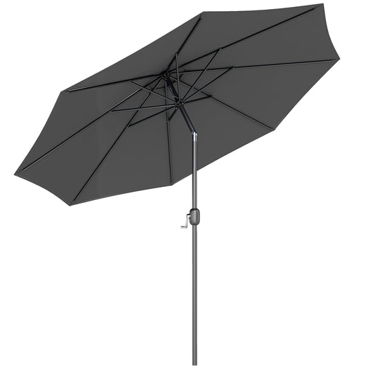 3(m) Tilting Parasol Garden Umbrellas, Outdoor Sun Shade with 8 Ribs, Tilt and Crank Handle for Balcony, Bench, Garden