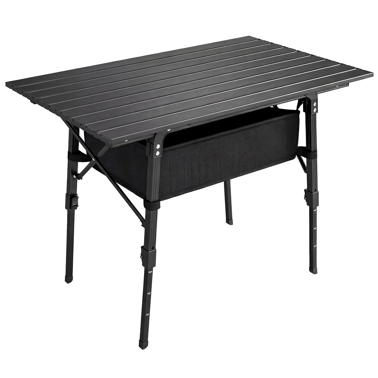 Folding Camping Table, 90 x 55 cm Height Adjustable Portable Collapsible Table