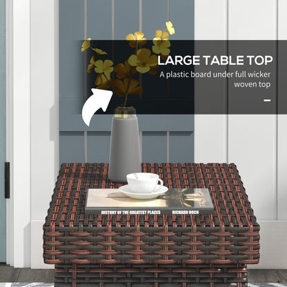 Foldable Outdoor Side Table, Rattan Garden Coffee Table with Steel Frame, Space Saving Bistro Garden Furniture for Patio
