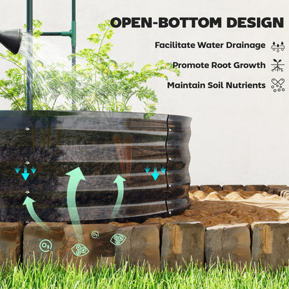 Galvanised Raised Garden Bed with Arched Trellis, 5 x 3 x 6ft Metal Raised Bed for Garden with Open Bottom, Dark Grey