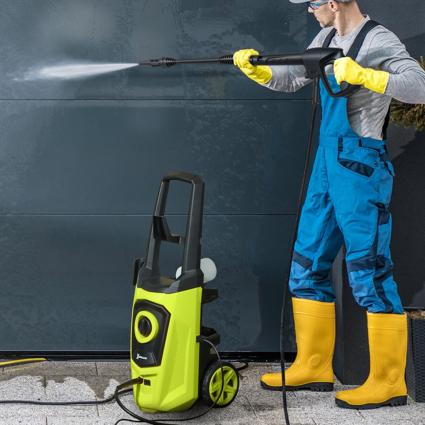 1800W High Pressure Washer, 150 Bar Pressure, 510 L/h Flow, High-Performance Portable Power Jet Wash Cleaner Green