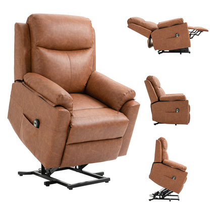 Faux Leather 70° Electric Riser Recliner Chair - Brown