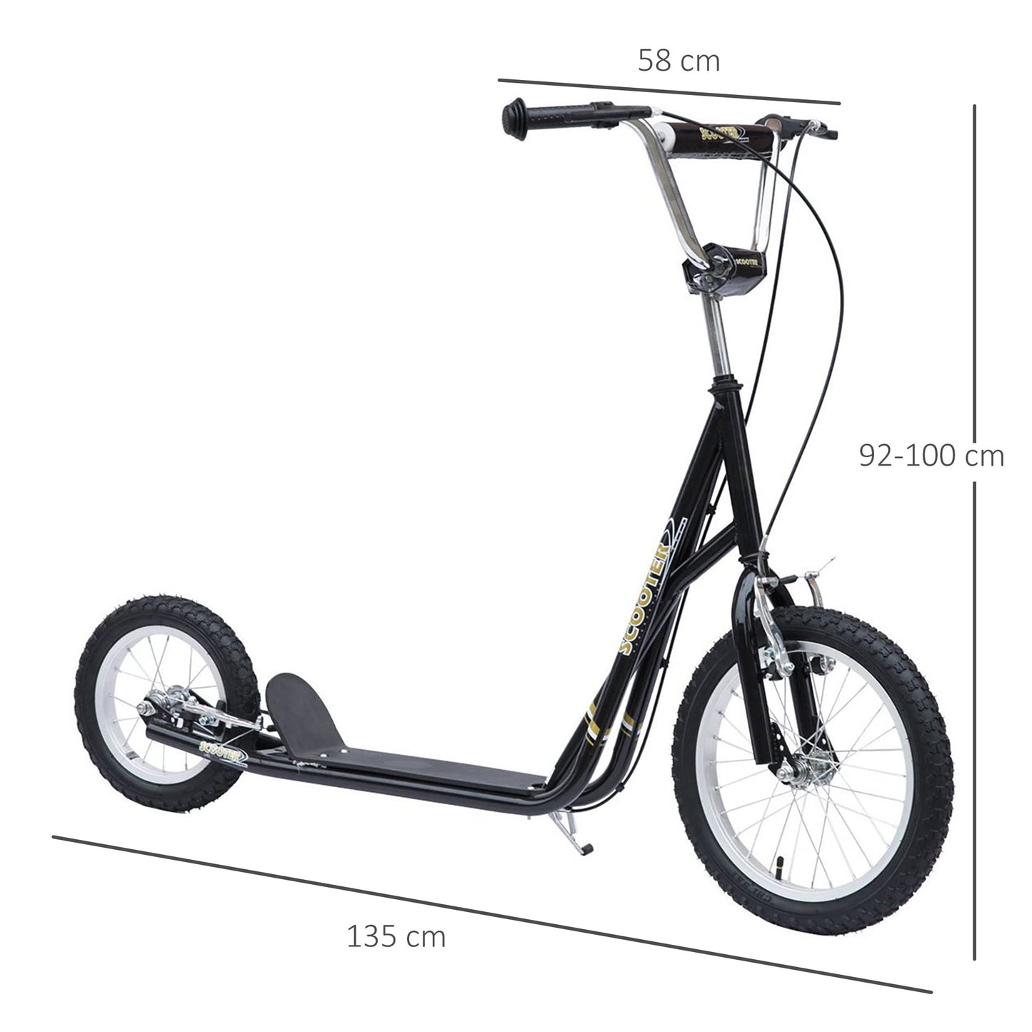 Kids Scooter, Teen Kick Scooter with Rubber Wheels, 16" Front Wheel, Height Adjustable Handlebar, Dual Brakes, Kick Stand