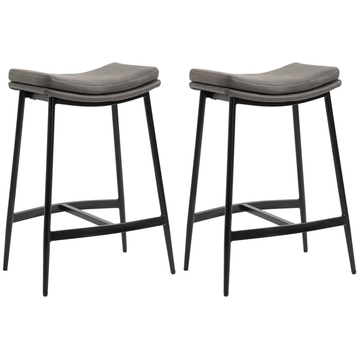 Breakfast Bar Stools Set of 2, Microfibre Upholstered Barstools