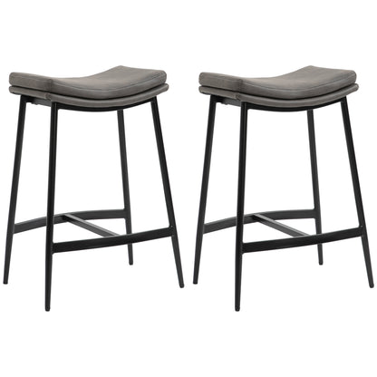 Breakfast Bar Stools Set of 2, Microfibre Upholstered Barstools
