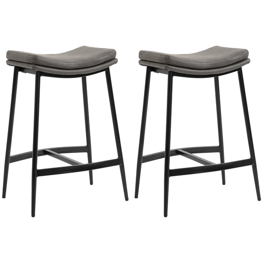 Breakfast Bar Stools Set of 2, Microfibre Upholstered Barstools