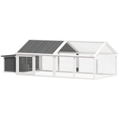 Wooden Chicken Coop with Nesting Box, Openable Roof, for 4-8 Chickens, White
