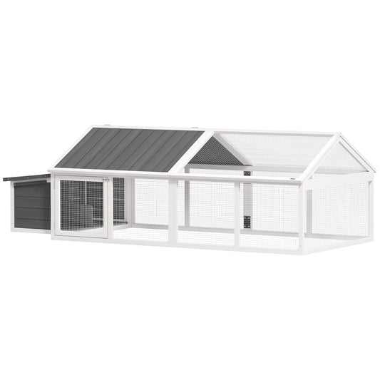 Wooden Chicken Coop with Nesting Box, Openable Roof, for 4-8 Chickens, White