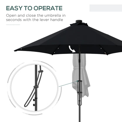 3(m) Solar LED Cantilever Parasol - Black