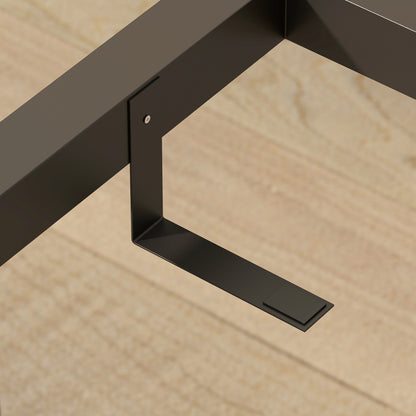 Extendable Dining Table Rectangular Wood Effect Tabletop for 4-6 People with Steel Frame & Hidden Leaves for Kitchen