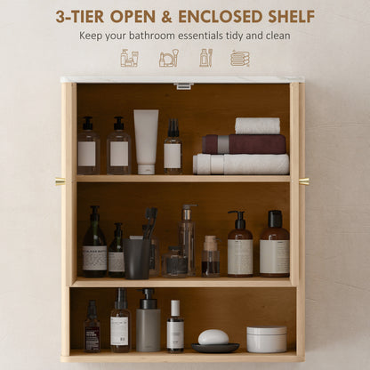 Bathroom Wall Cabinet with Adjustable Shelf - Oak
