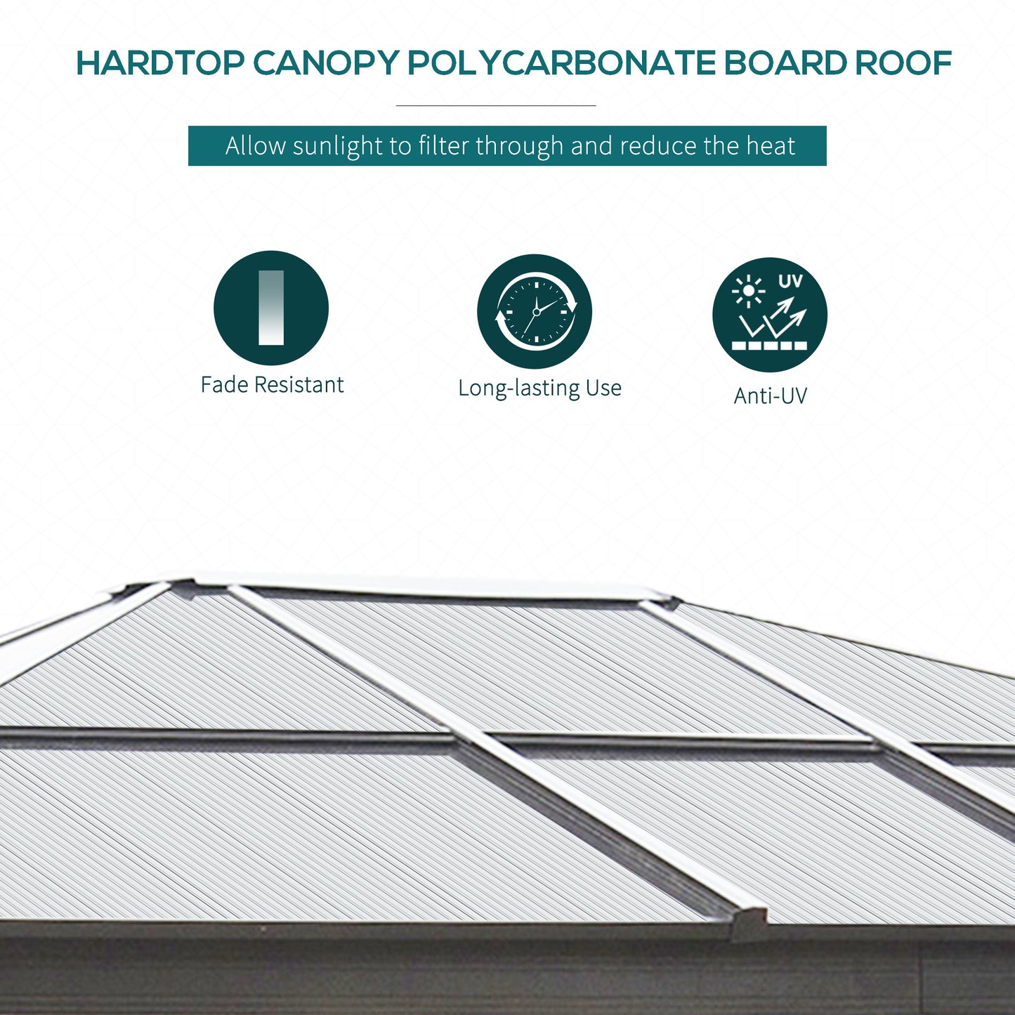 3 x 3.6(m) Hardtop Gazebo Canopy with Polycarbonate Roof and Aluminium Frame, Garden Pavilion, Brown