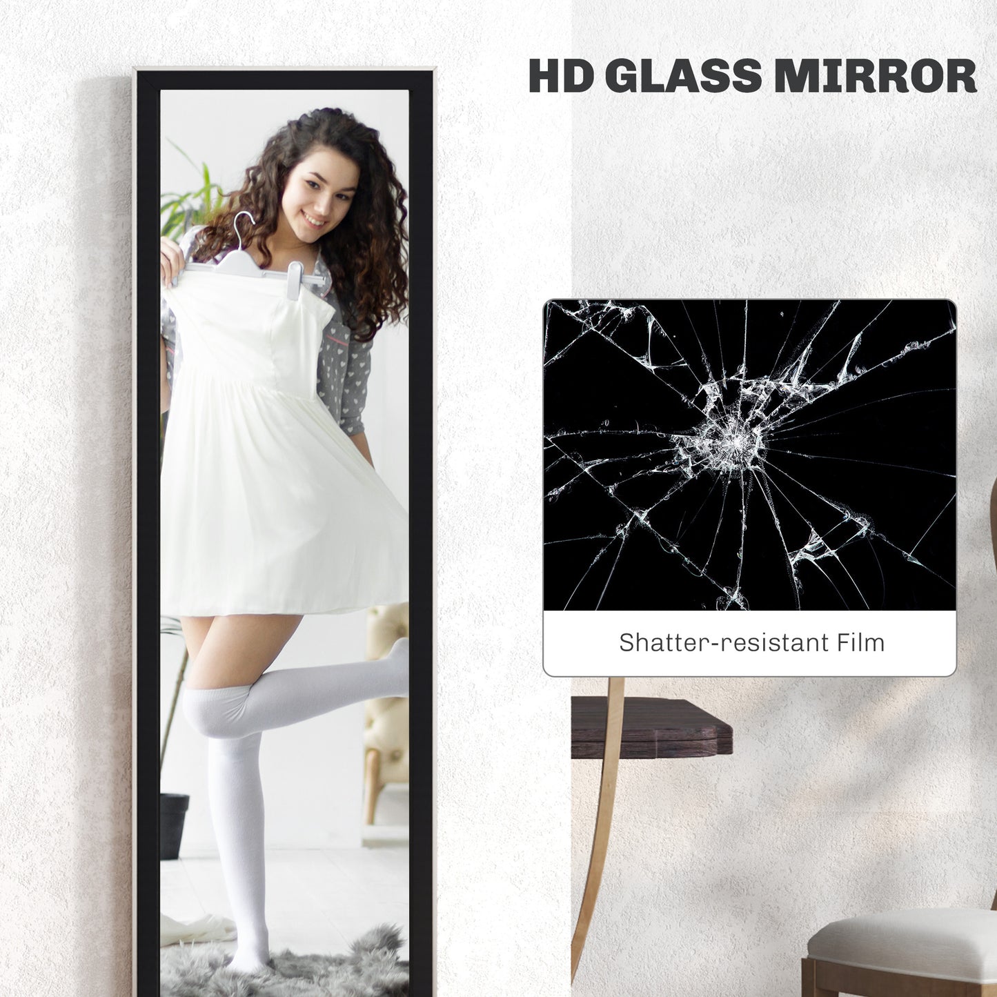 Glitter Frame Full-Length Mirror - Black