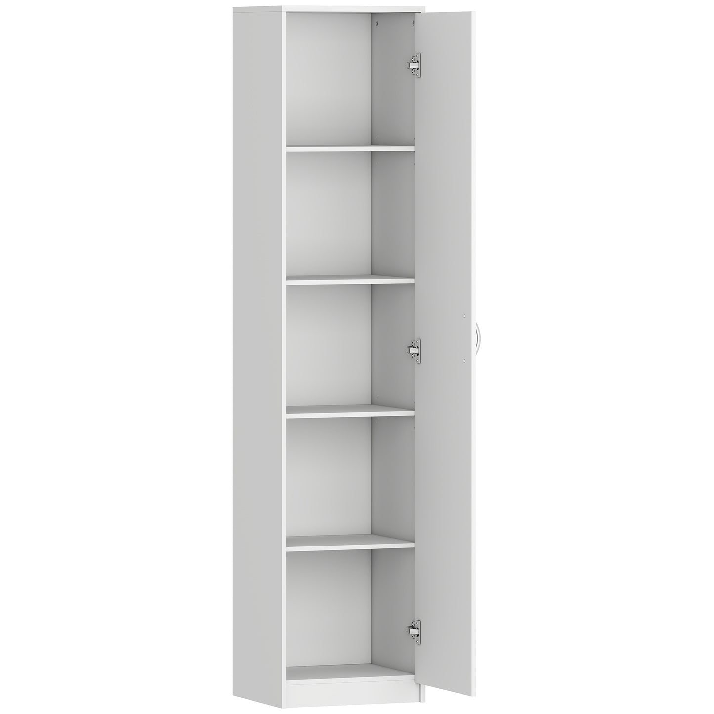 180cm Tall Kitchen Cupboard, Freestanding 5-Tier Pantry Storage Cabinet with Adjustable Shelf, White