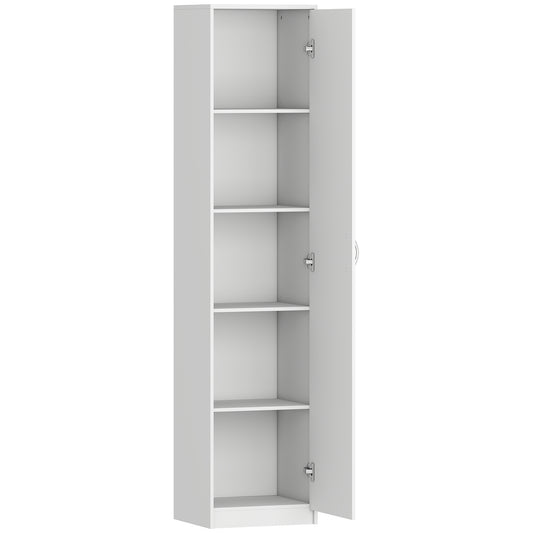 180cm Tall Kitchen Cupboard, Freestanding 5-Tier Pantry Storage Cabinet with Adjustable Shelf, White