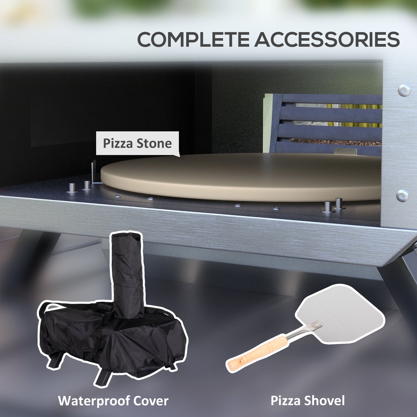 Portable Wood Pellet Pizza Oven with 12" / 30cm Rotating Pizza Stone, Peel and Cover, Wood Fired Pizza Maker