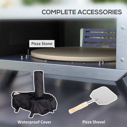 Portable Wood Pellet Pizza Oven with 12" / 30cm Rotating Pizza Stone, Peel and Cover, Wood Fired Pizza Maker