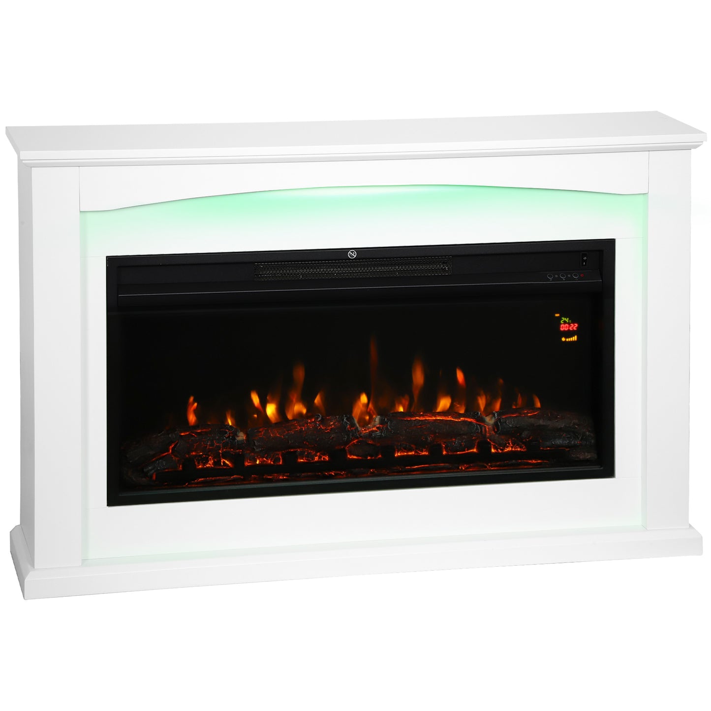 2000W 5118 BTU Faux Flame Fireplace - White