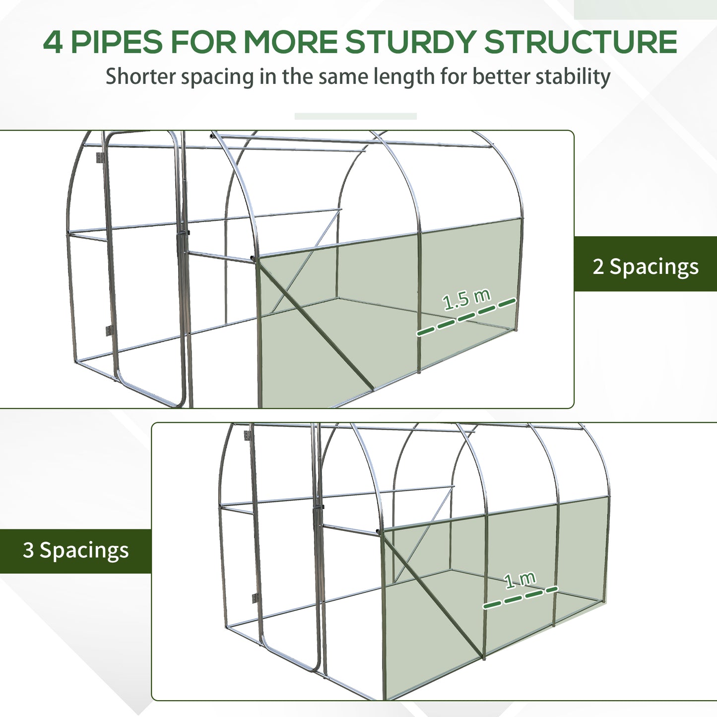 Large Polytunnel Walk In Greenhouse, Plant Gardening Tunnel Green House with Metal Hinged Door