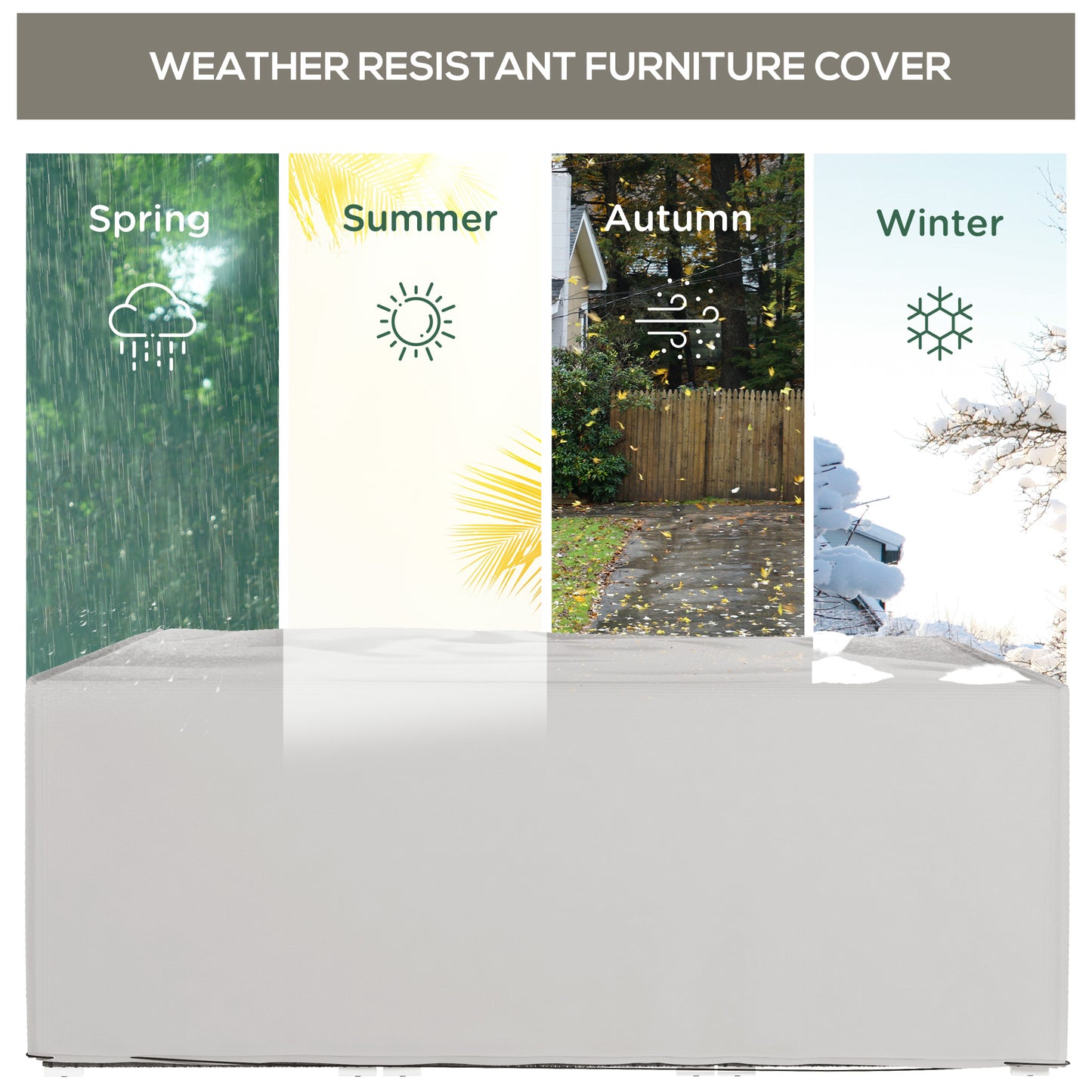 Outdoor Garden Furniture Cover Waterproof, Anti-UV 600D Heavy Duty Oxford Fabric Patio Furniture Cover for Rectangular Sofa T