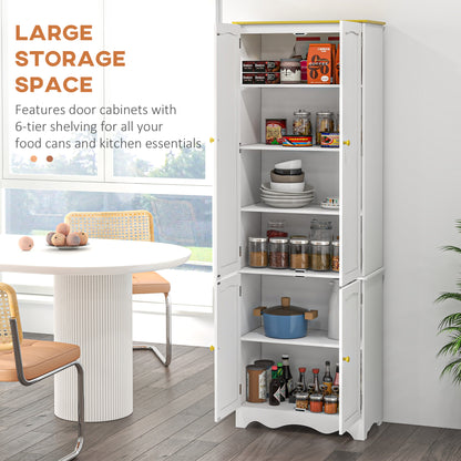 Freestanding 4-Door Kitchen Cupboard, Storage Cabinet Organizer with 4 Shelves, 183cm, White