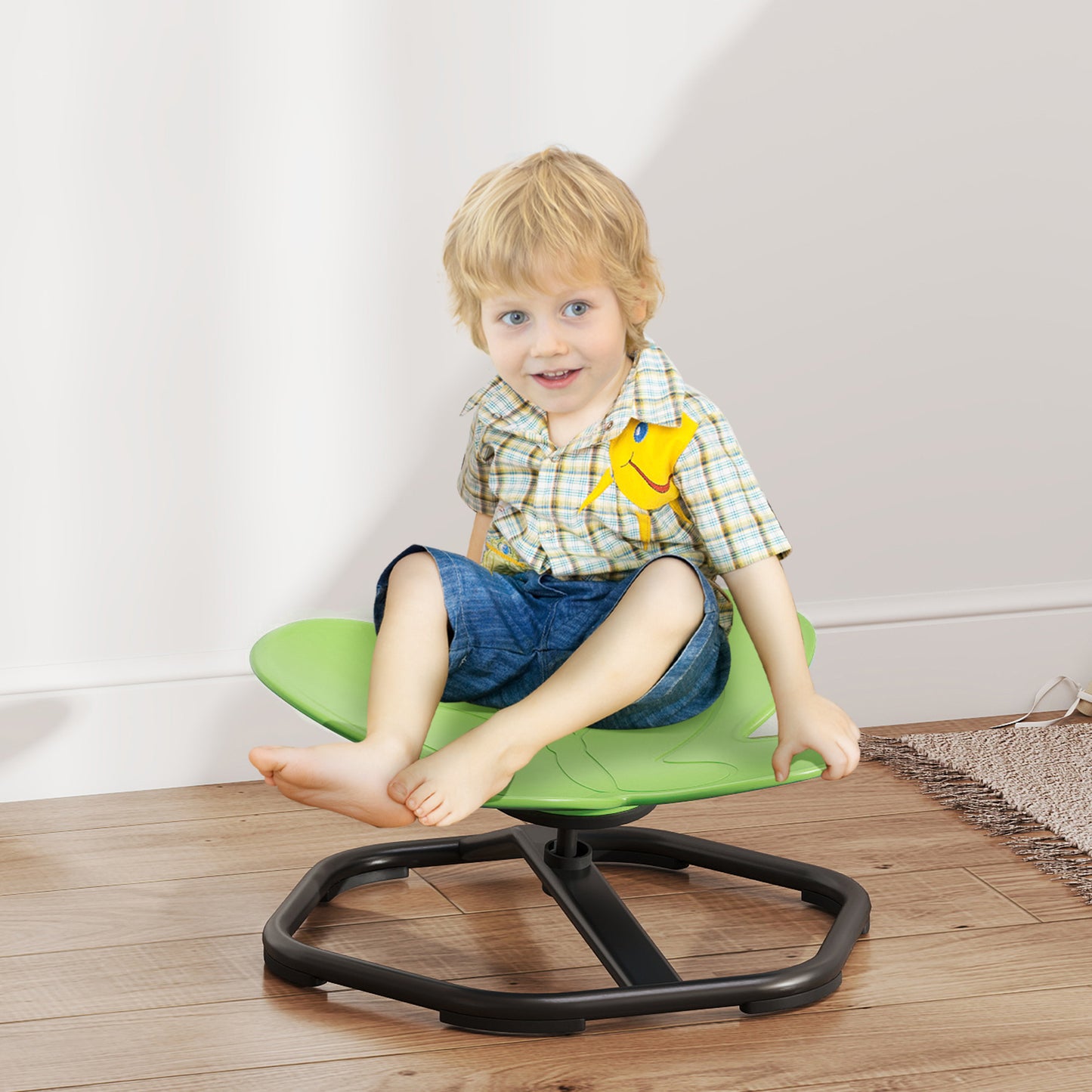 Butterfly-Shaped Kids Swivel Chair, Sensory Spinning Chair for Balance and Coordination Training, Green