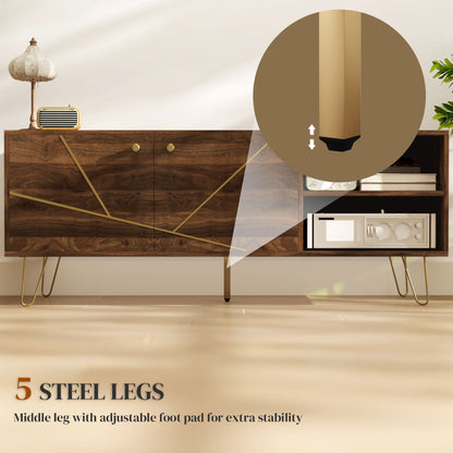 TV Stand Cabinet for up to 60 Inch TV, Modern 130cm TV Unit with Adjustable Shelves and Hairpin Legs