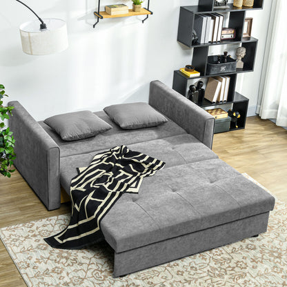 Snow Flannel Two-Seater Sofa Bed, with Storage - Grey