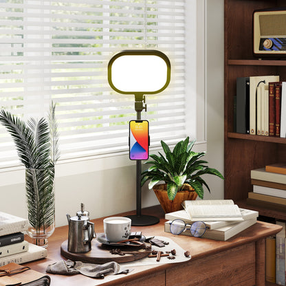 Selfie Light for Video Conference Lighting, Dimmable Desk Lamp with Stand Phone Holder