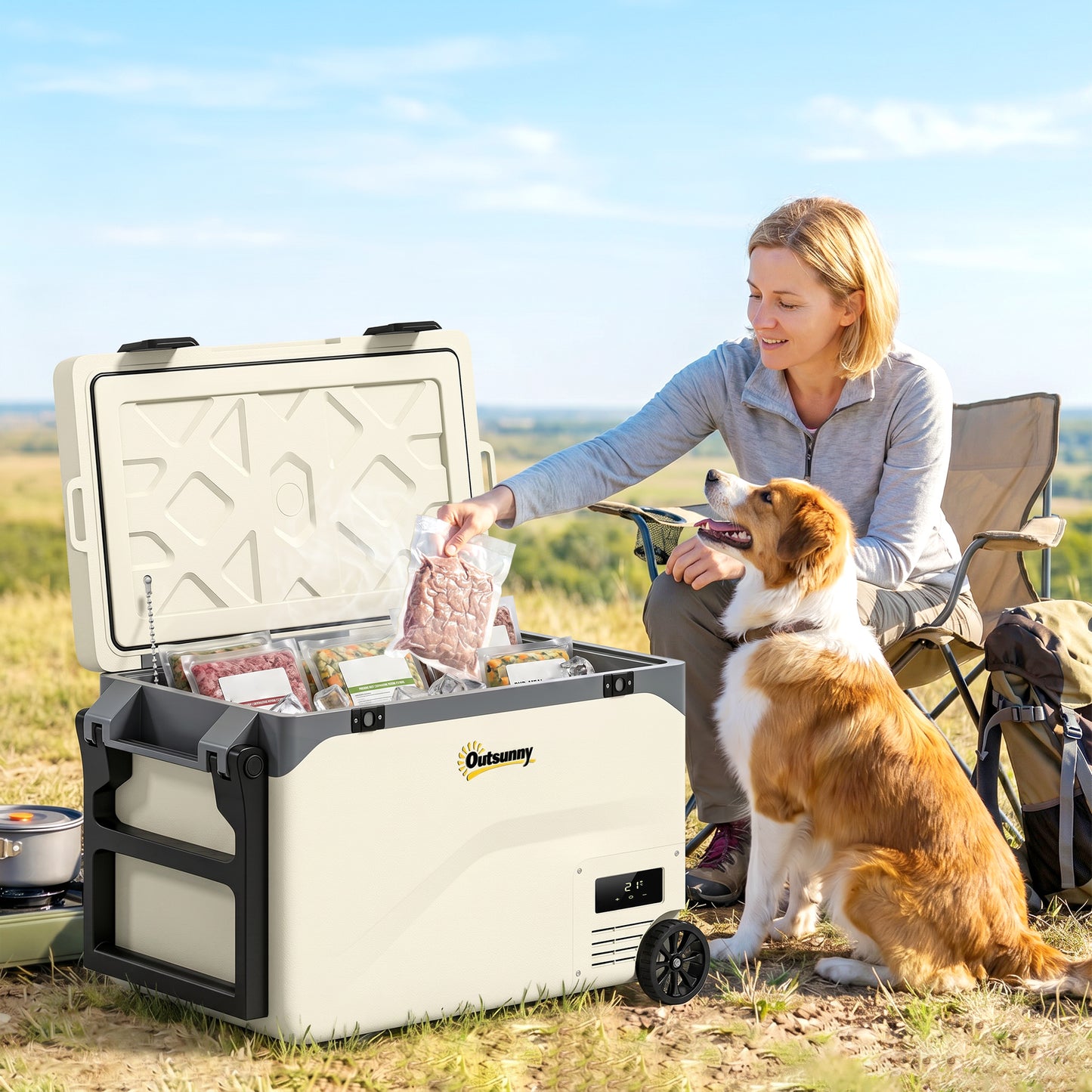 42.5L Compressor Car Fridge Freezer, Camping Refrigerator with App Control, 20℃-20℃