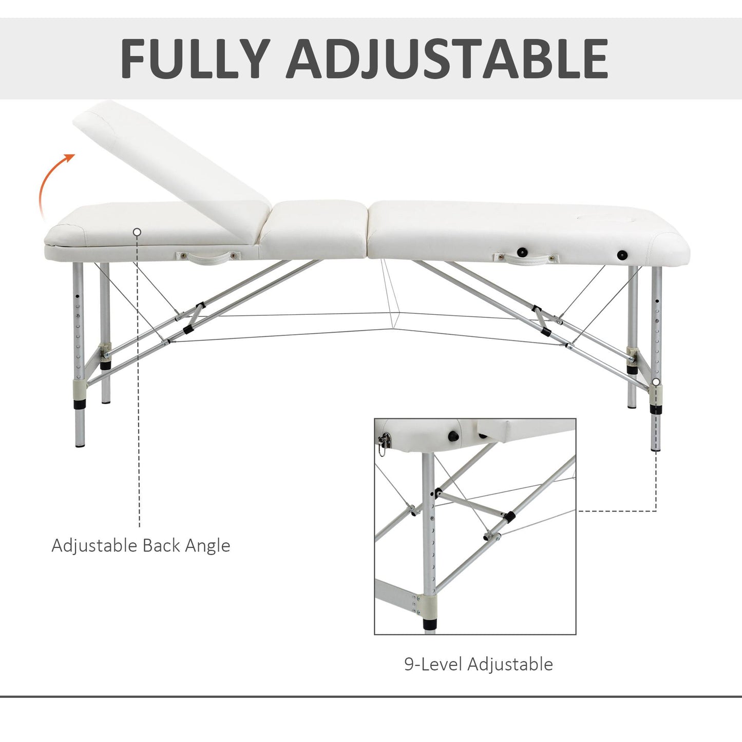 Foldable Massage Bed Portable Table, 3-Section Aluminium Foldable Beauty Couch