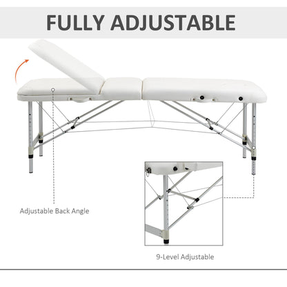 Foldable Massage Bed Portable Table, 3-Section Aluminium Foldable Beauty Couch