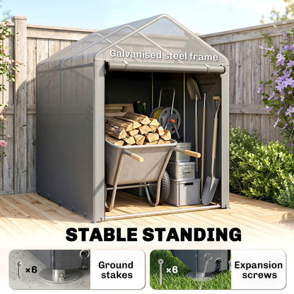 179 x 120cm Temporary Garden Shed, with Accessories - Light Grey