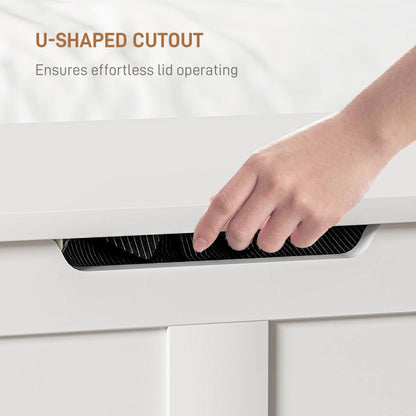 100L Home Storage Box, with Safety Hinge - White Wood-Effect
