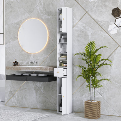 178 cm Narrow Tall Bathroom Cabinet - White