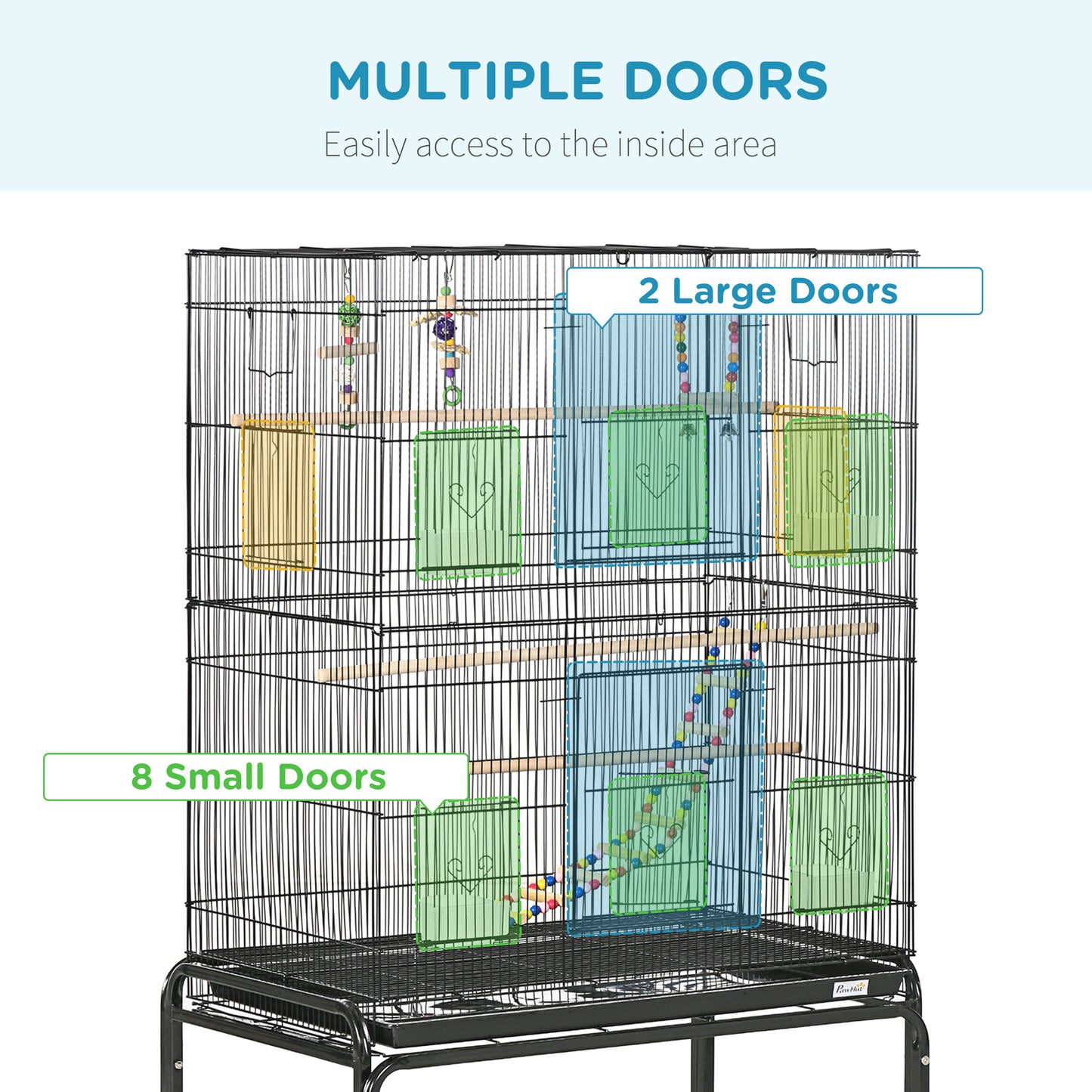 Large Bird Cage Budgie Cage with Stand, Toys, Wheels, Accessories, Storage Shelf for Canaries, Finches, Lovebirds