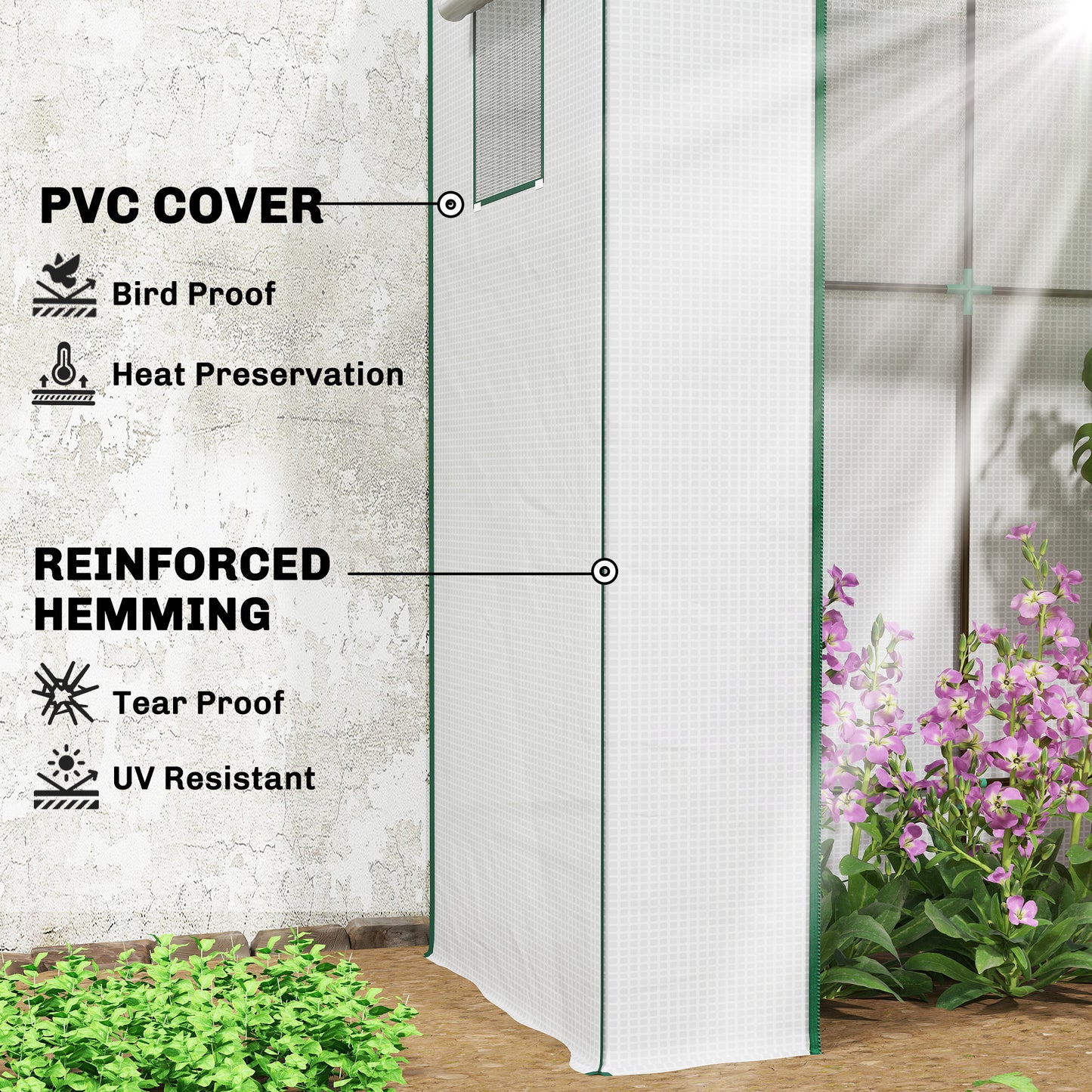 PE Cover Walk-in Outdoor Greenhouse, White