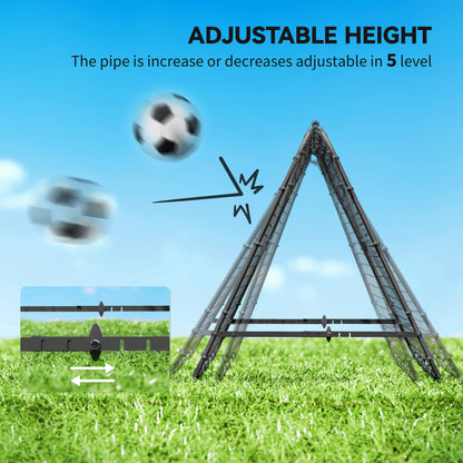 Double Sided Football Rebounder Net, Football Rebound Goal with Five Adjustable Angles, Black