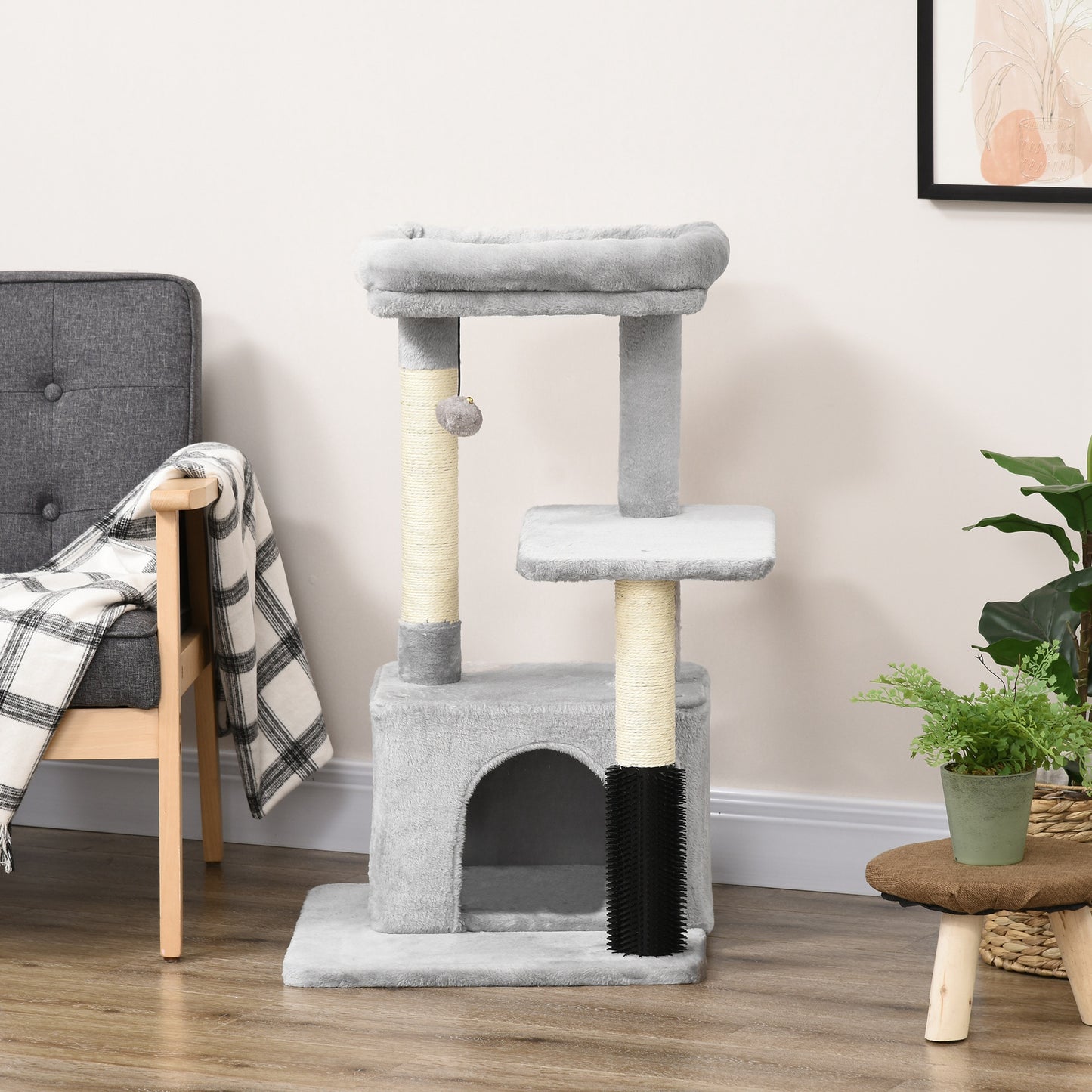 Cat Tree for Indoor Cats Climbing Tower Kitten Scratch Post Activity Center Kitten, Grey