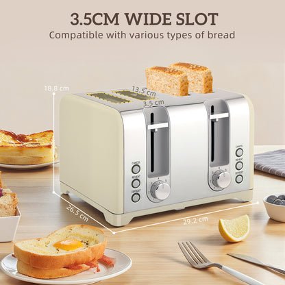 Retro 3000W Kettle and Toaster Set - Cream
