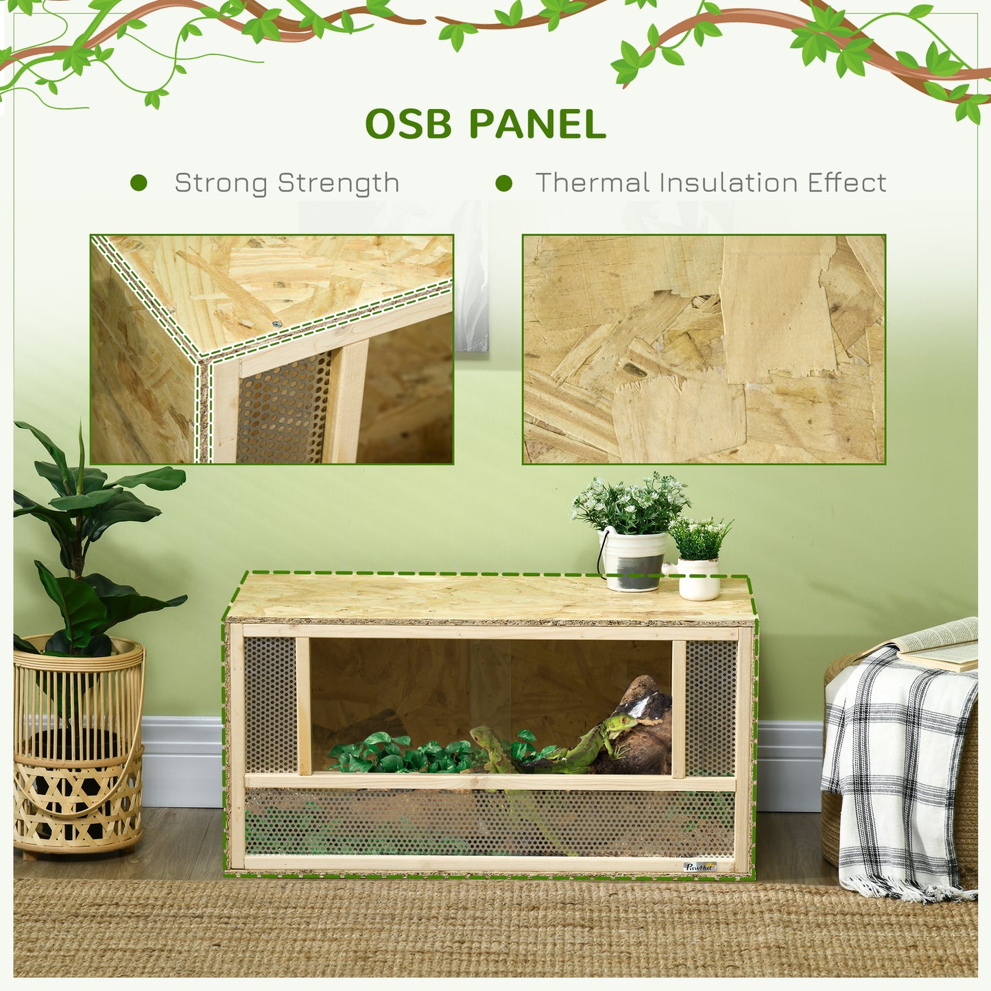 Reptile Terrarium Vivarium Habitat w/ Transparent Sliding Doors, Breathable Mesh, for Lizards, Horned Frogs