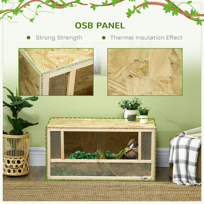 Reptile Terrarium Vivarium Habitat w/ Transparent Sliding Doors, Breathable Mesh, for Lizards, Horned Frogs