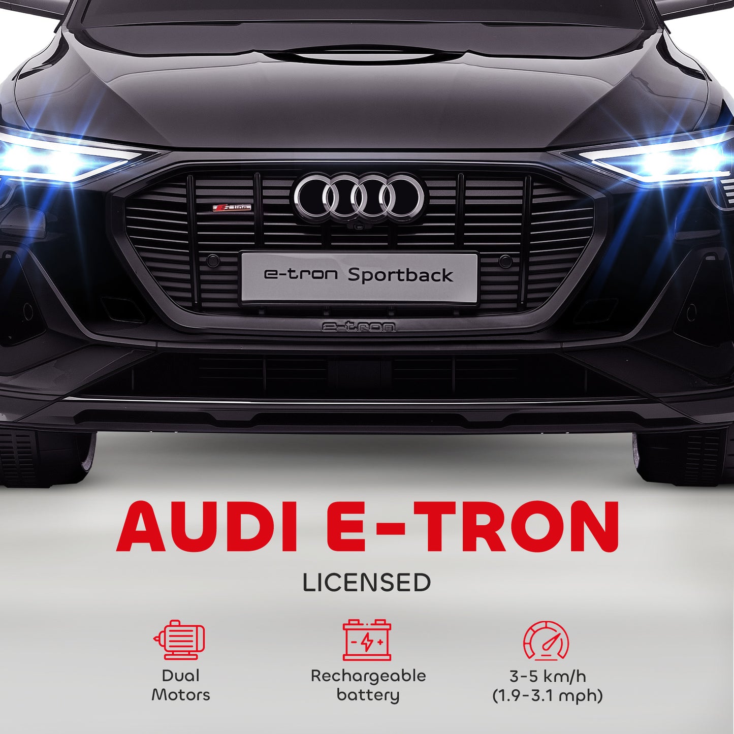 Audi E-tron Licensed 12V Kids Electric Ride on, Electric Car for Kids, with Parental Remote, Music Lights MP3
