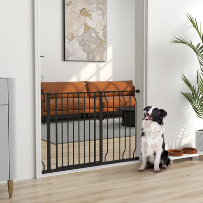 Wide Dog Safety Gate, with Door Pressure, for Doorways, Hallways, Staircases - Black